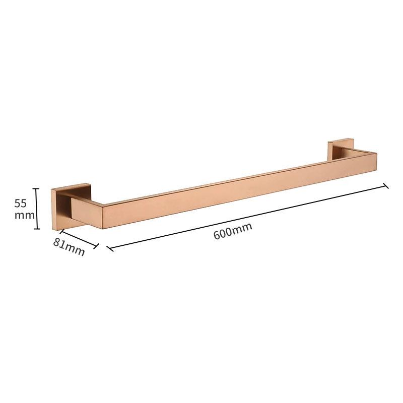 Brushed Rose Gold 304 Stainless Steel Bathroom Set: Towel Rack, Towel Ring, Paper Towel Holder, Hook.