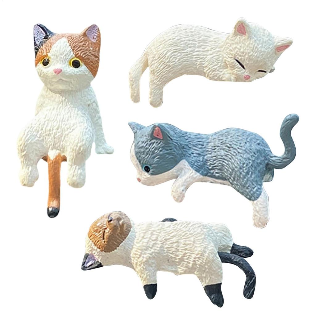 Zibeem Little Cat Figurine, Cat Figurine | Cat Figurine 4X Cute Little Sleeping Cat