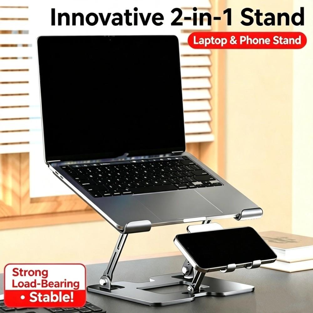 2-in-1 Laptop Stand Phone Holder Ergonomic Notebook Rack Laptop Cooling Stand Streaming