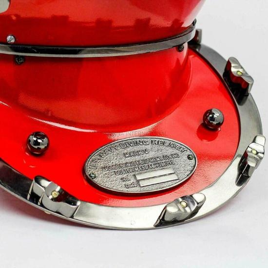 U.S Navy Red Antique Diving Helmet - Mark V Deep SCA Scuba Divers Helmet - Christmas Red
