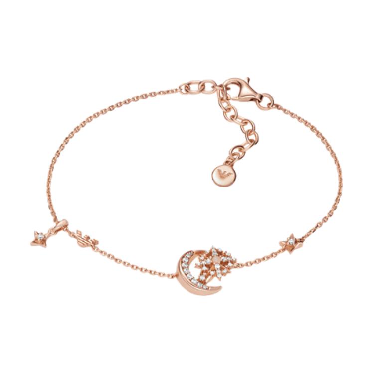 Emporio Armani Star And Moon Series Paved Zirconia Fashion Light Luxury Bracelet Women bracelet Gold EG3634221 Shopping Bag