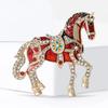 Rhinestone Horse Brooch for Women Unisex Enamel Animal Lapel Pins Gifts