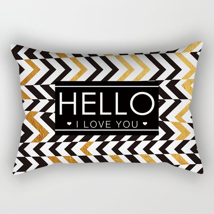 Nordic Gold Czarno-Biały Marmur Geometryczny Długi Pasek Poszewka na Poduszkę Samochód Biuro Poduszka Lędźwiowa Pokrowiec Lędźwiowy