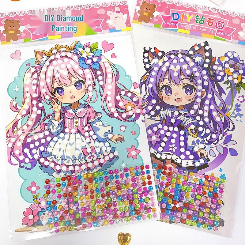 Kids' Cartoon DIY Acrylic Gem Stickers: Fun Educational Diamond Stickers for Girls