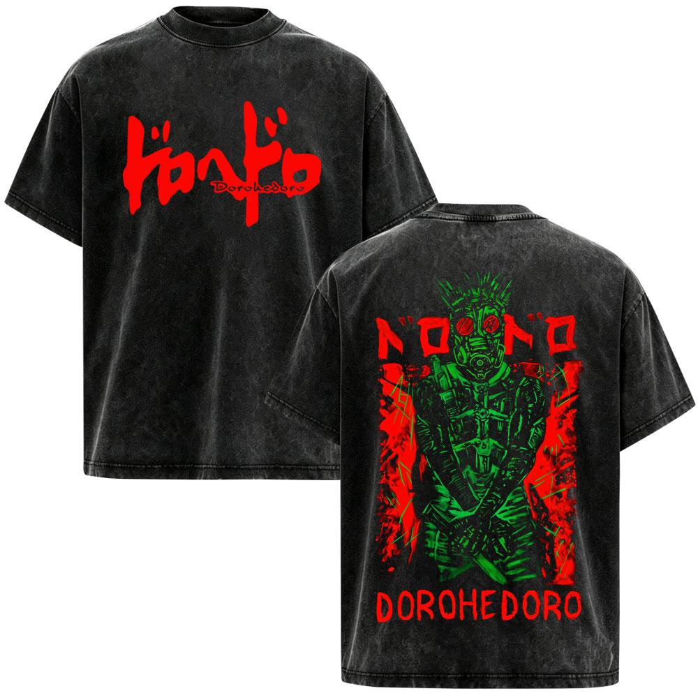 Anime Dorohedoro Kaiman Caiman Manga Graphic Vintage Washed T-shirt Men's Women Clothing Fashion Short Sleeve Oversized T Shirts