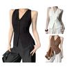 Women's Halter V-Neck Vest Backless Single Breasted Sleeveless Vest Asymmetrical Hem Vest