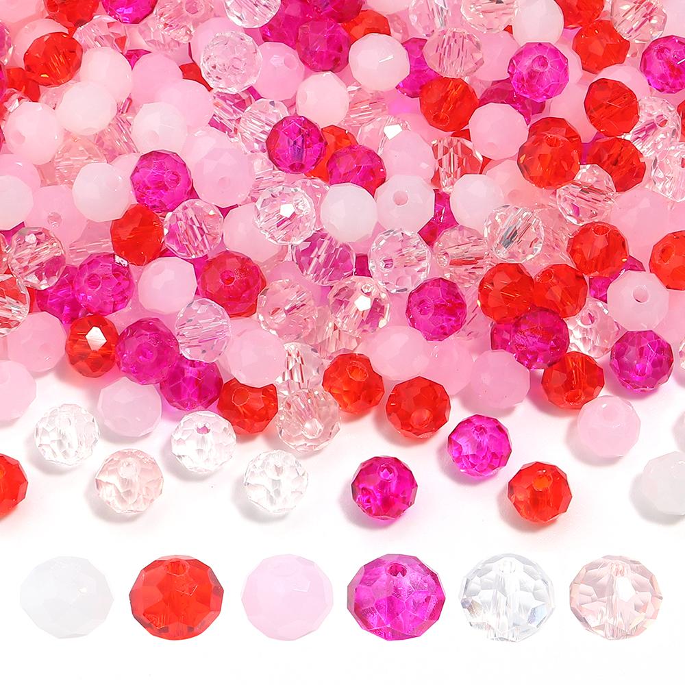 100-200pcs 4/6/8mm Mixed Color Crystal Beads Loose Spaced Flat Abacus Glass Beads For DIY Charms Bracelet Necklace Accessories