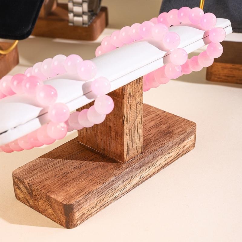 Velvets Display Stand for Watches and Jewelry Wooden Base Bangle Storage Holder Bracelets and Hairbands Organiser