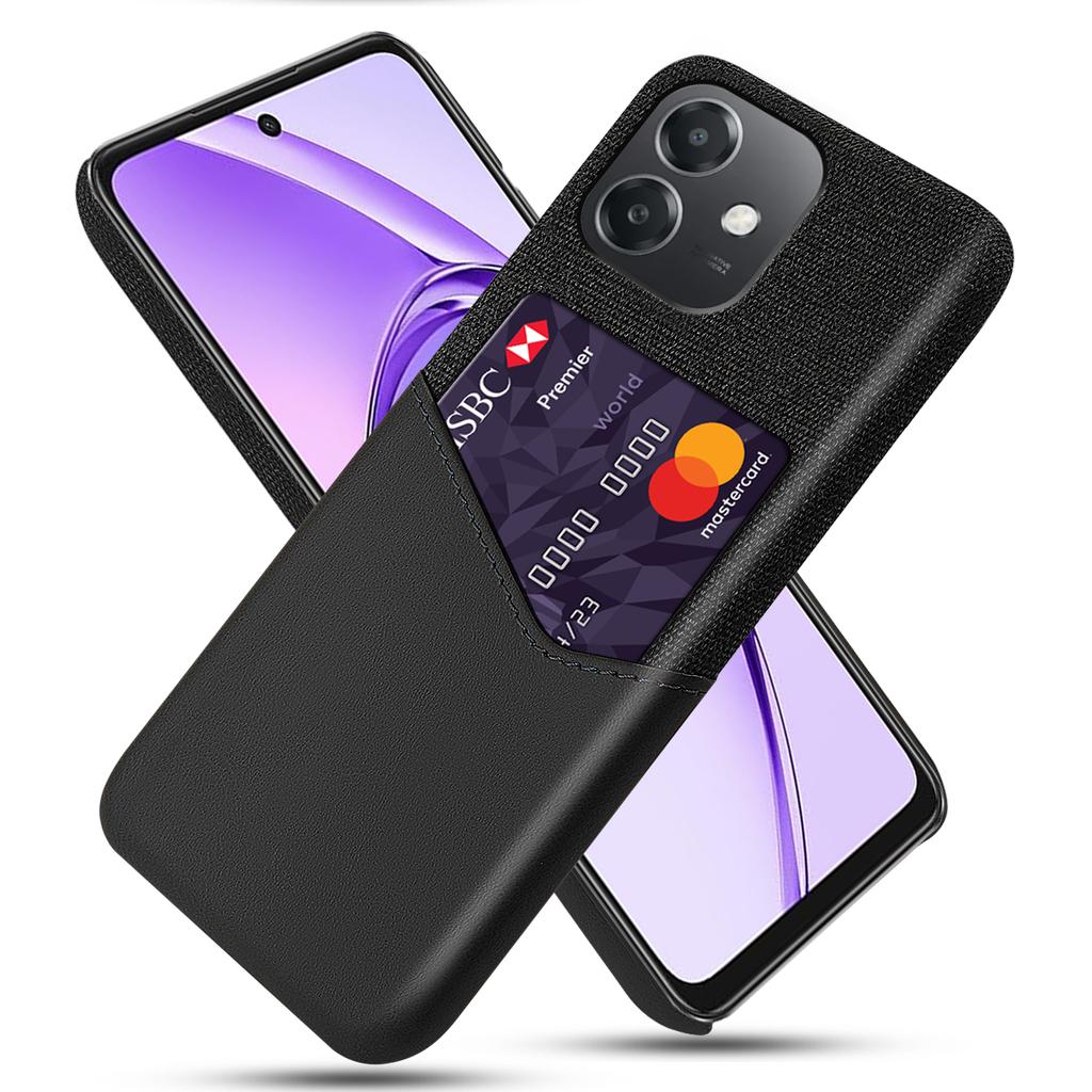 For Oppo A3x 5G (India) Case Cloth Texture PU Leather Hard PC Card Slot Phone Cover