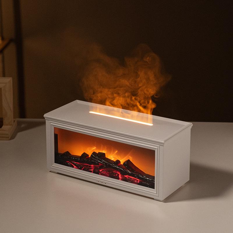 New retro fireplace flame humidifier 3D simulation fireplace flame aromatherapy machine Home desktop aromatherapy machine private mold design