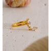 Yhpup Size 678 Stainless Steel Cubic Zirconia Rhombus Drop Ring Shiny Dainty Charming Golden Premium Jewelry Gift