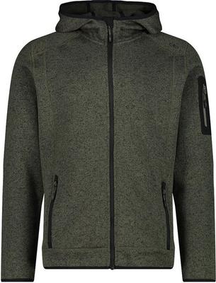 Jacket CMP Man Jacket Knitted Fix Hood (3H60847N) Men's Jacket Made of Dense Knit-Tech Fleece In a Mottled Stripe Pattern with a Hood (3H60847N) Olive/black