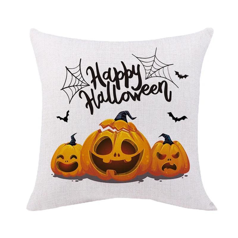 Halloween Theme Pillow Cover Car Office Living Room Sofa Halloween Pumpkin Lantern Decoration Pillow Cover