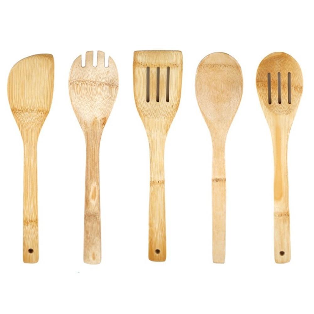 8pcs Natural Bamboo Spatula Spoon Kitchen Gadgets Long Handle Kitchen Utensil Set Cooking Tools Non Stick Pan Spatula Household