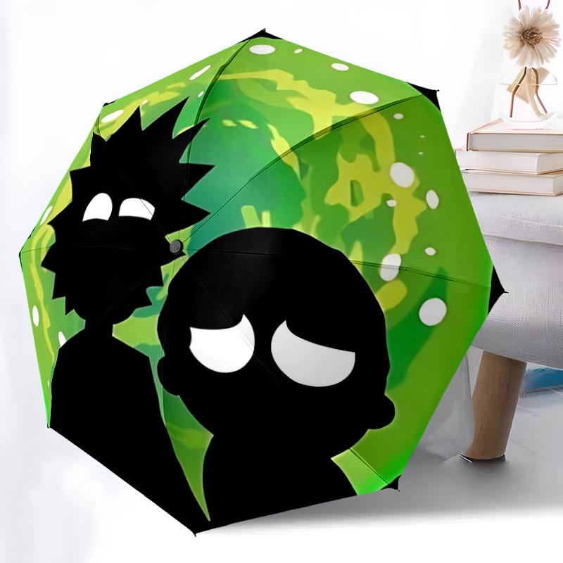 

1pc Rick and Morty Automatic Opening/Closing Folding Umbrella with 8 Ribs, Portable Sunshade Umbrella Birthday and Holidays gifts yy250105146