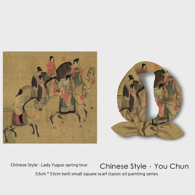 Rare Autumn Imitation Silk Retro Scarf – Chinese Style Shawl