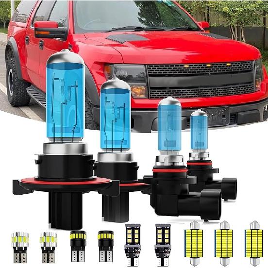 Headlights Fit for 2015-2020 Ford F150 Halogen Headlight Bulbs,9005/HB3/H10 High Beam & H11/H8/H9 Low Beam Headlight Bulbs,Plug And Play,Pack of 4