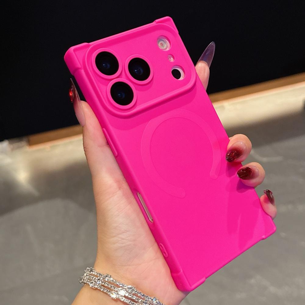 

Fashion Right Angled Square Silicone Magnetic Phone Case For iPhone 17 Air 16 15 14 13 Plus Pro Max For Magsafe Frosted Cover iPhone17