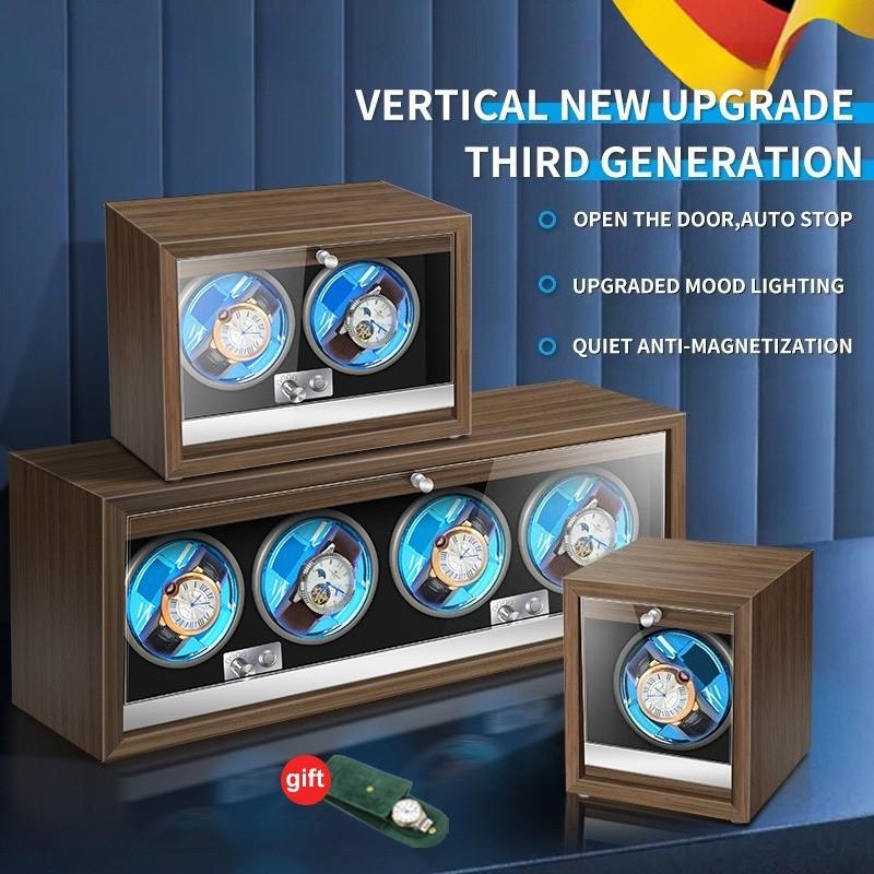 High-End 1 2 3 4 Slot 5-speed Automatic Watches Box Adjustable Watch Cabinet Clock Storage Box Luxury Wood Watch Winder