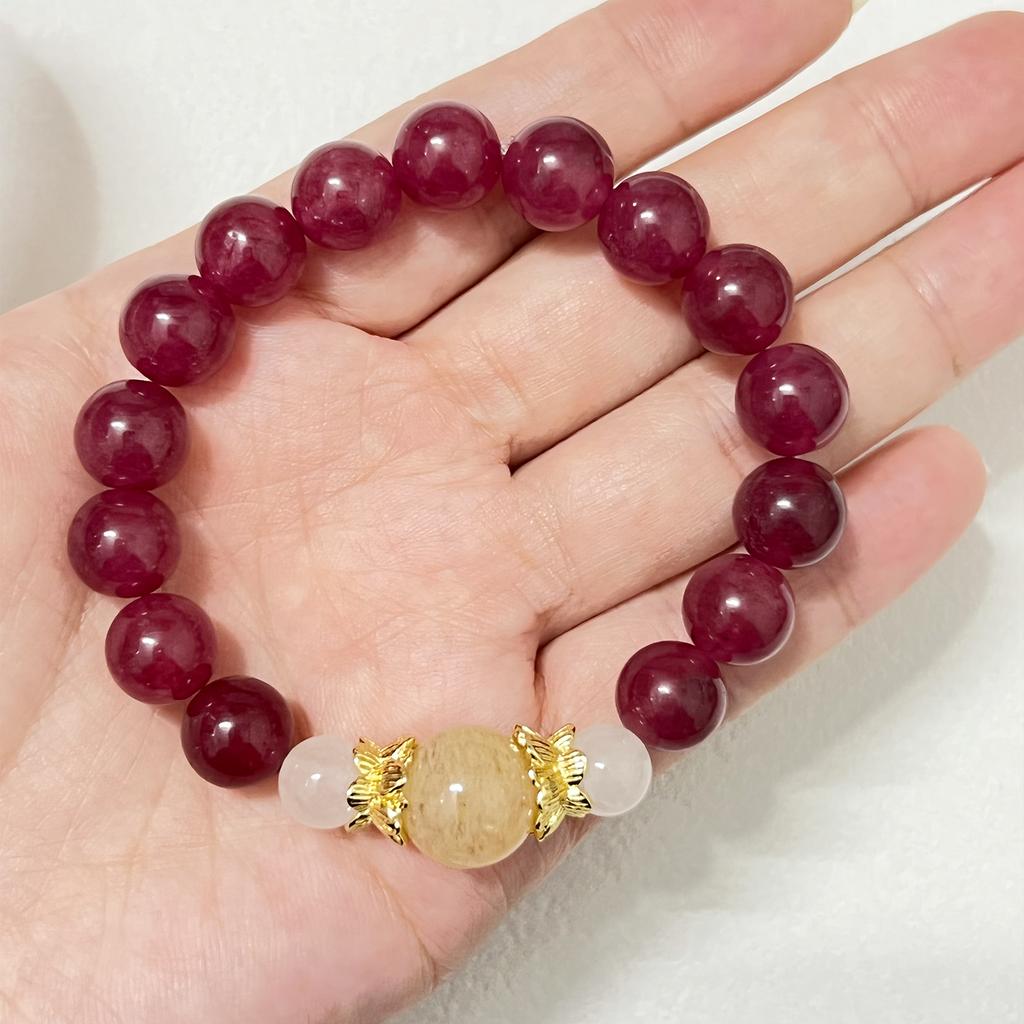 10mm Round Beaded Bracelet for Women Handmade Natural Stone Stretch Bangle DIY Jewelry Gifts