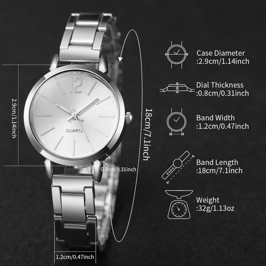 4pcs/set Women's Fashion Watch Set With Casual Style Small Dial Quartz Watch With Bracelet Set (Box Not Included) Gift For Girls