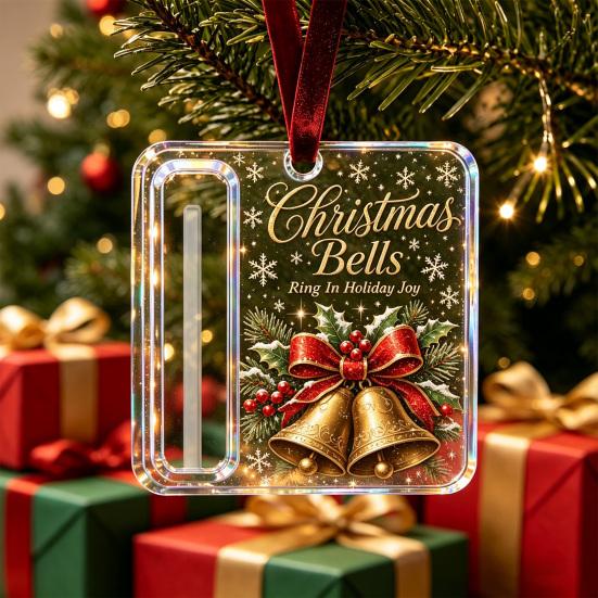Holiday Party Hanging Decor 2Pcs Christmas Cash Gift Holder Ornament, Acrylic Money with Tree Decorations Santa Snowman Design, Pendant for