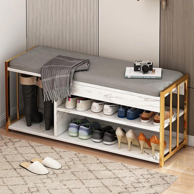 Change Shoe Stool Home Door Light Luxury Shoe Cabinet Wear Entrance Stool Net Red Long Strip Entry Shoe Rack