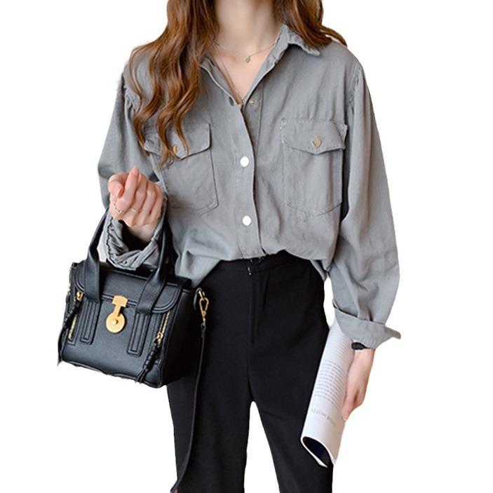 2024 Women's Casual White Long Sleeve Slimming Shirt - Versatile Spring & Autumn Solid Color Jacket