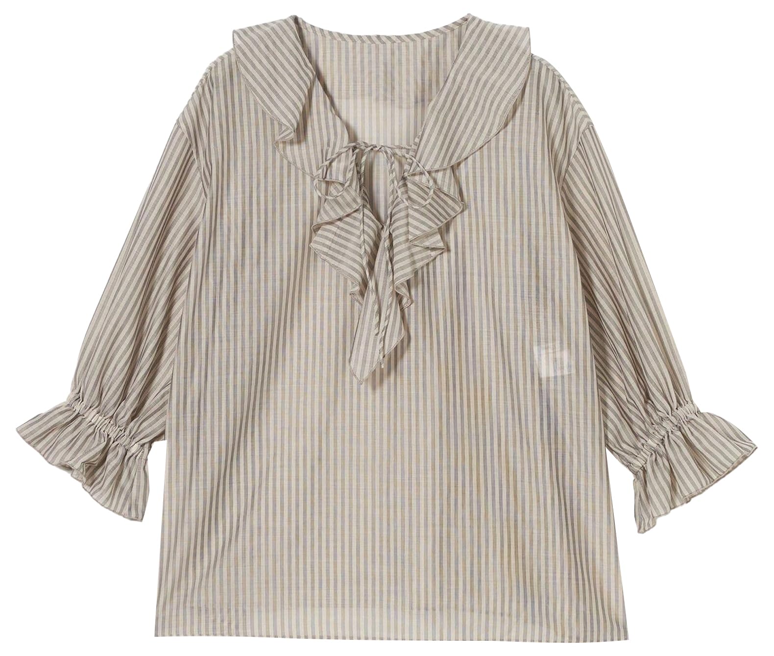 

Beauty Youth United Arrows Рубашка с полосатыми оборками и рукавом до локтя 16211051845 9100 Прочее 1 СВОБОДНЫЙ & (91)