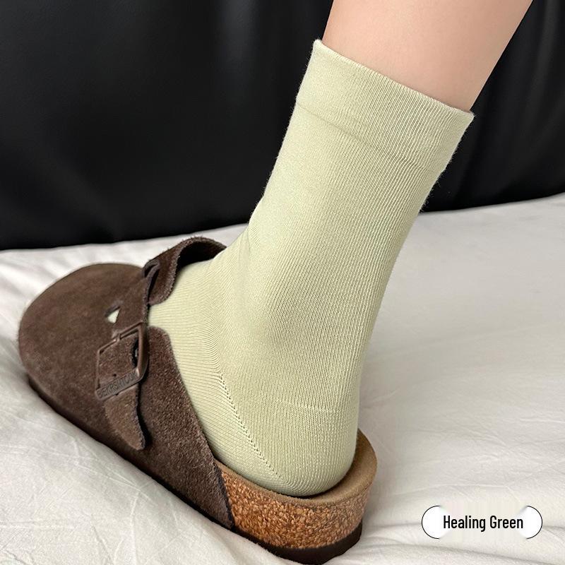 Women's 10A Antibacterial No-seam Mid-Calf Socks - Pure Cotton Lycra, Sweat-Wicking, Breathable, Anti-Pilling, Elastic Sports Socks