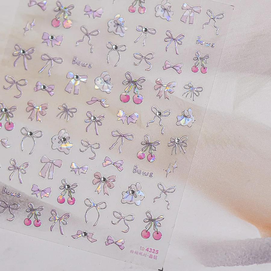Fruit 5D Nail Art Sticker Apple Strawberry Cherry Love Hearts Bowknot Stars Cartoon Butterfly Manicure Decal DIY