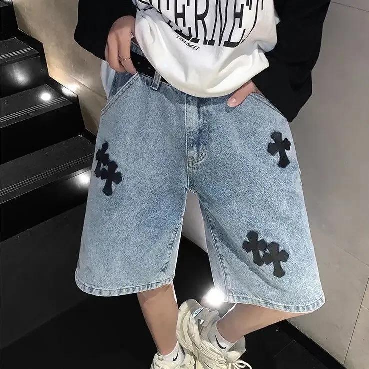 Men's 2022 New Style Summer Jeans: Handsome, Loose, Straight-Fit, Korean Casual Five-Point Shorts