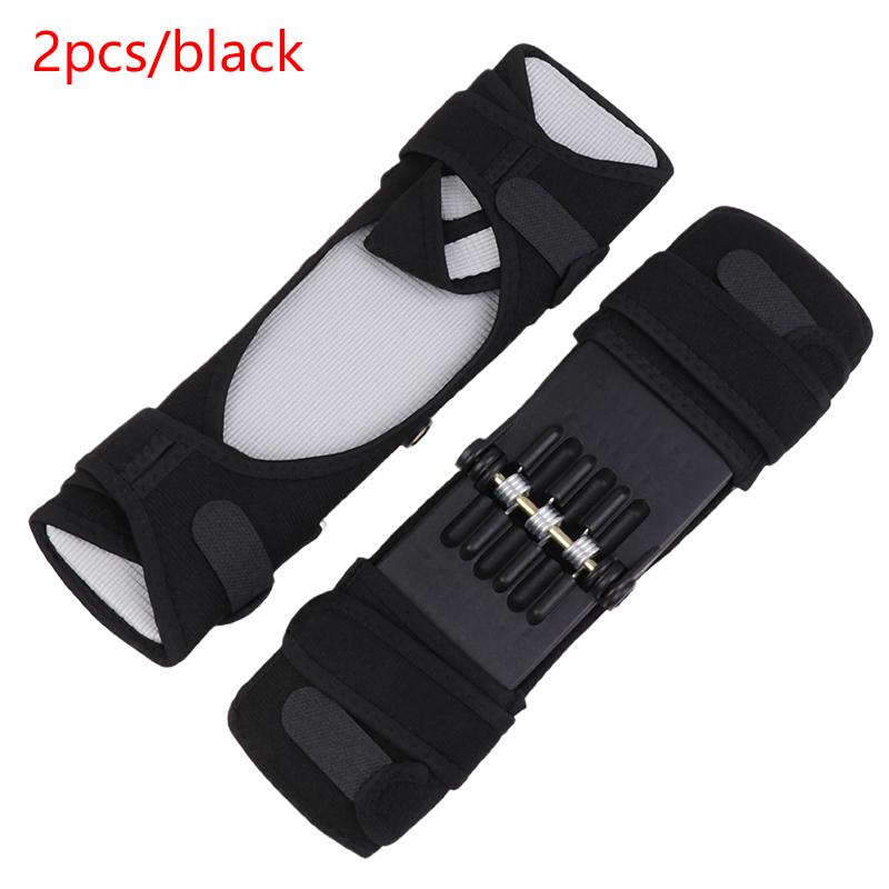 

1 пара стабилизирующих наколенников с поддержкой суставов, регулируемым ремешком, дышащий компрессионный рукав для колена, наколенник с пружинами чёрный