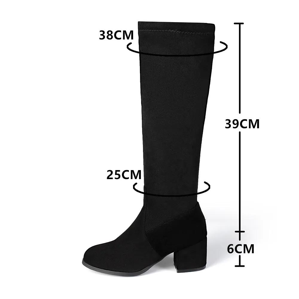 Fashion 2025 Autumn Winter Block High Heels Boots Beige Black Women Shoes Long Knight Ride Zip Knee High Boots Female Shoe Size 34-43