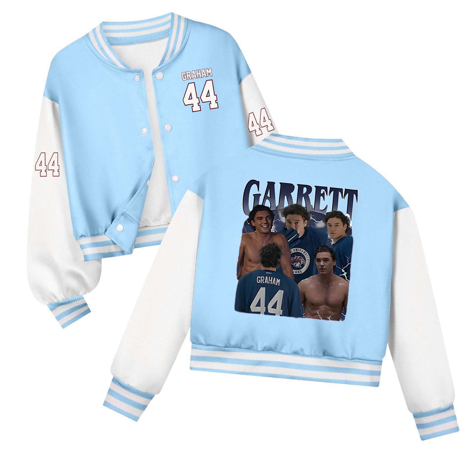 Kids Fashion Printed Baseball Jacket Casual Loose Fit Button Front Lightweight Outerwear for Children Boys Girls 140