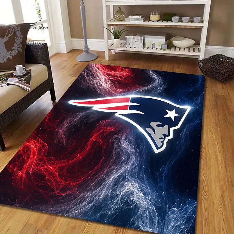 New England Patriots Flannel Pattern Square Carpet,Area Rug,Carpet Rug for Living Room Bedroom Sofa Playroom Decor,Non-slip Floor Mat