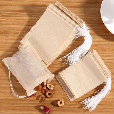 100Pcs 6x8cm Drawstring Tea Bag Filter Paper Pouches for Loose Leaf Tea Powder Herbs High Quality Food Grade Material