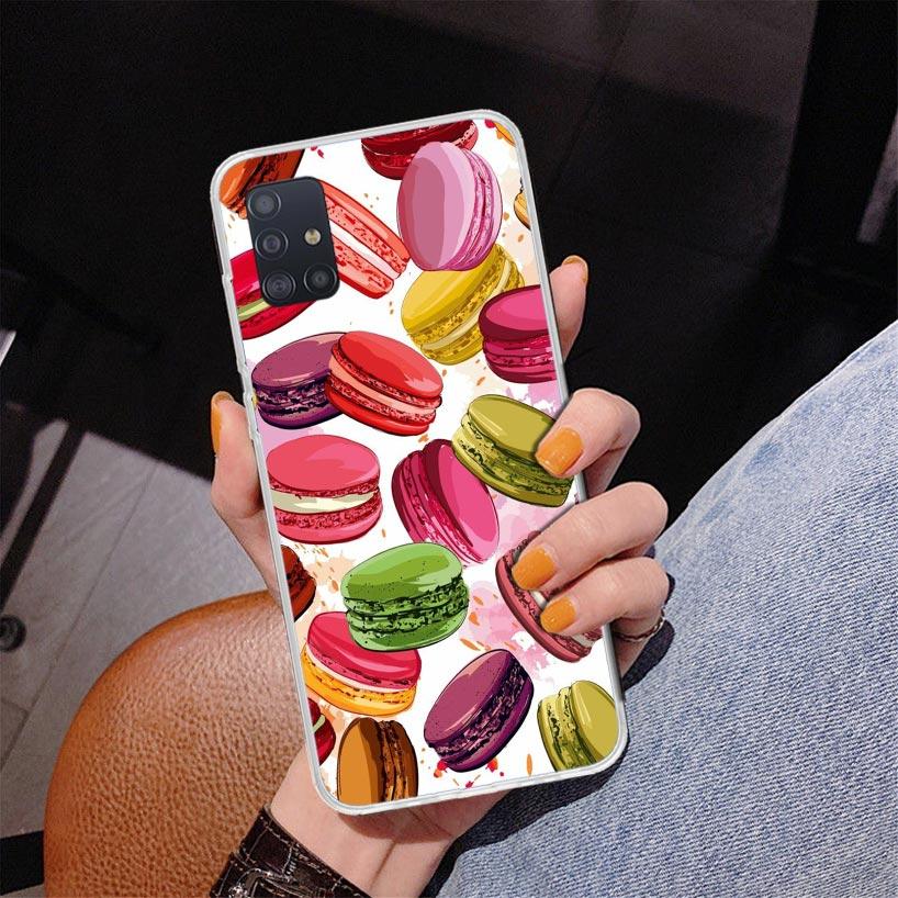 Macaron Ice Cream Cake Doughnut Phone Case For Samsung Galaxy A52 A32 A22 A12 A51 A31 A50S A30S A20S A10S Note 20 Ultra 10 Plus