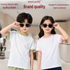Summer Kids' Cotton Crew Neck Short Sleeve T-shirt with Custom Logo - Lightweight Solid Color Uniform Base Layer