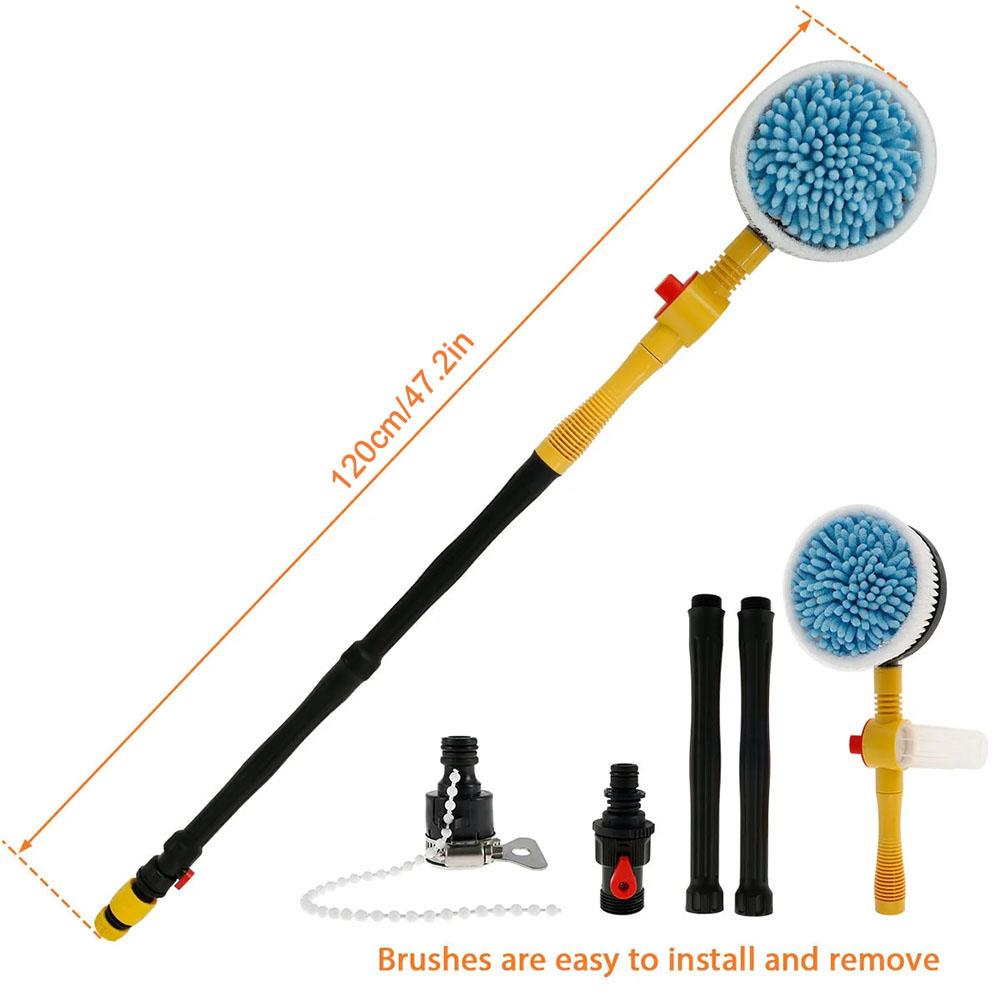 Auto Rotating Car Wash Brush Kit With Long Handle Pressure Washer Mop For Cars/RV/Truck/Yard/Garden Mop Cleaning