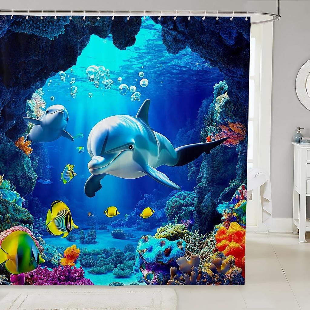 Little Cat Shower Curtain Cute Kitten Shower Curtain Set Galaxy Starry Sky Bath Curtain Universe Planet Purple Nebula Cosmic