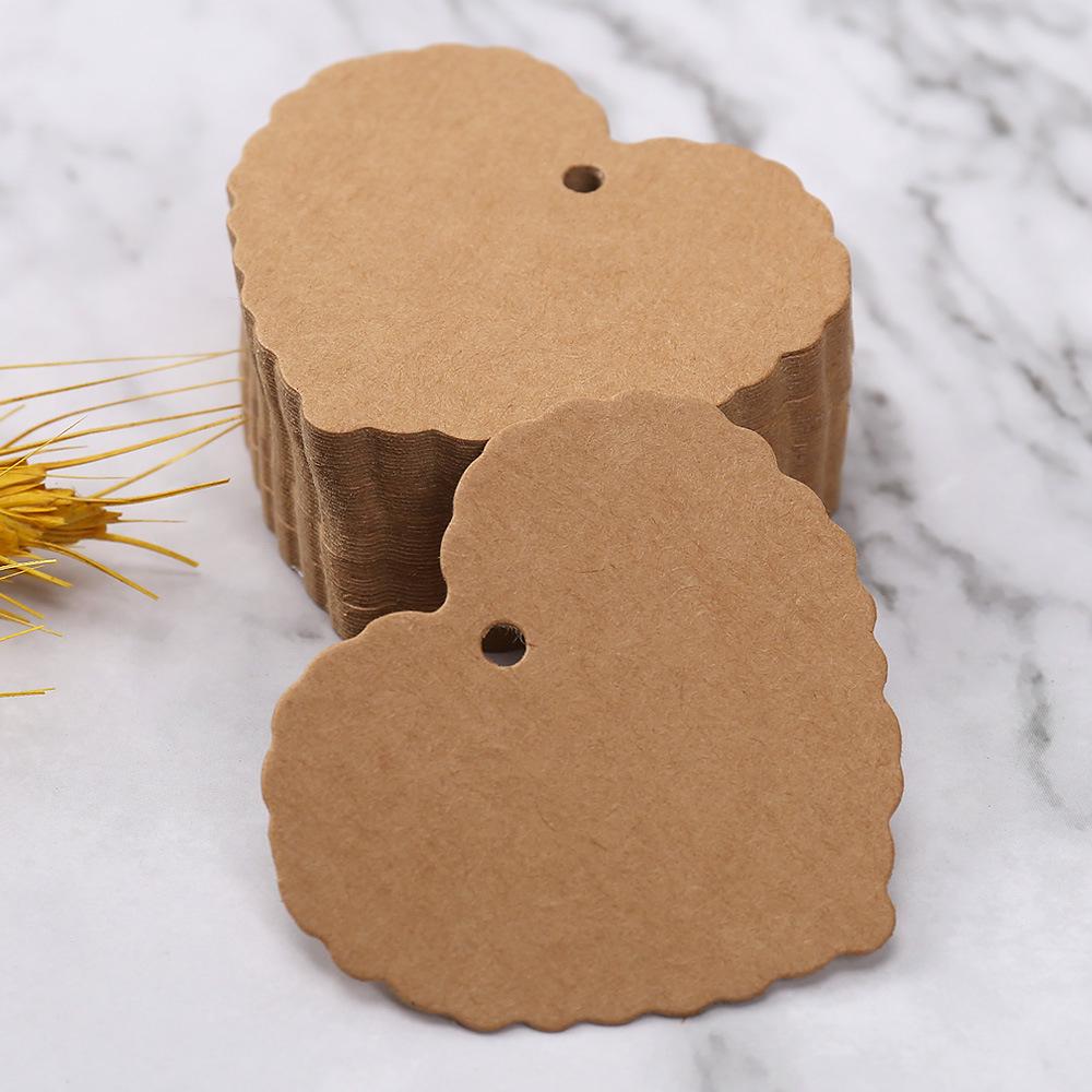 Heart-Shaped Retro Kraft Paper Gift Card - DIY Message Tag & Packaging Label