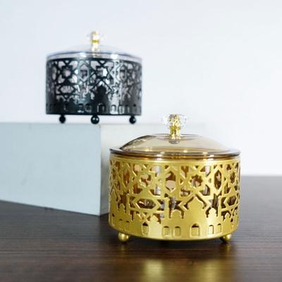 Gold Ramadan Food Tray Metal Muslim Festival Eid Snack Storage Tray Eid Mubarak Islamic Jewelry Storage Case Ramadan Decoration