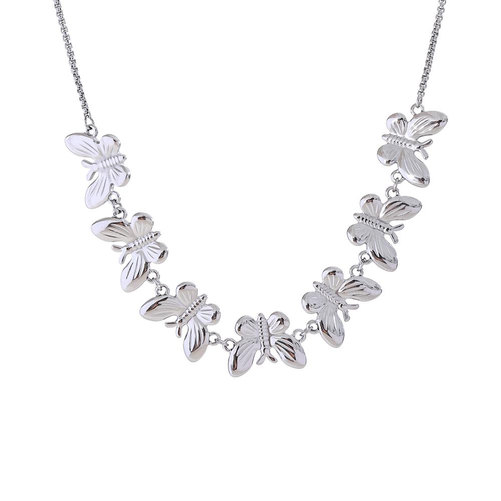 

Yhpup Exquisite Metal Butterfly Chain Adjustable Necklace 18K PVD Plated Stainless Steel Tarnish Resistant Popular Jewelry New
