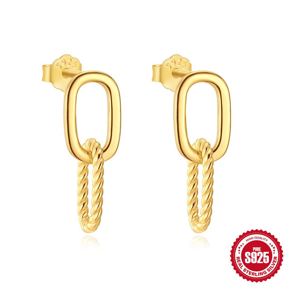 

Высококлассные квадратные серьги-кольца с четырехлистным клевером из стерлингового серебра S925, серьги, нишевая модная темпераментность, персонализированные универсальные серьги. 925 Silver