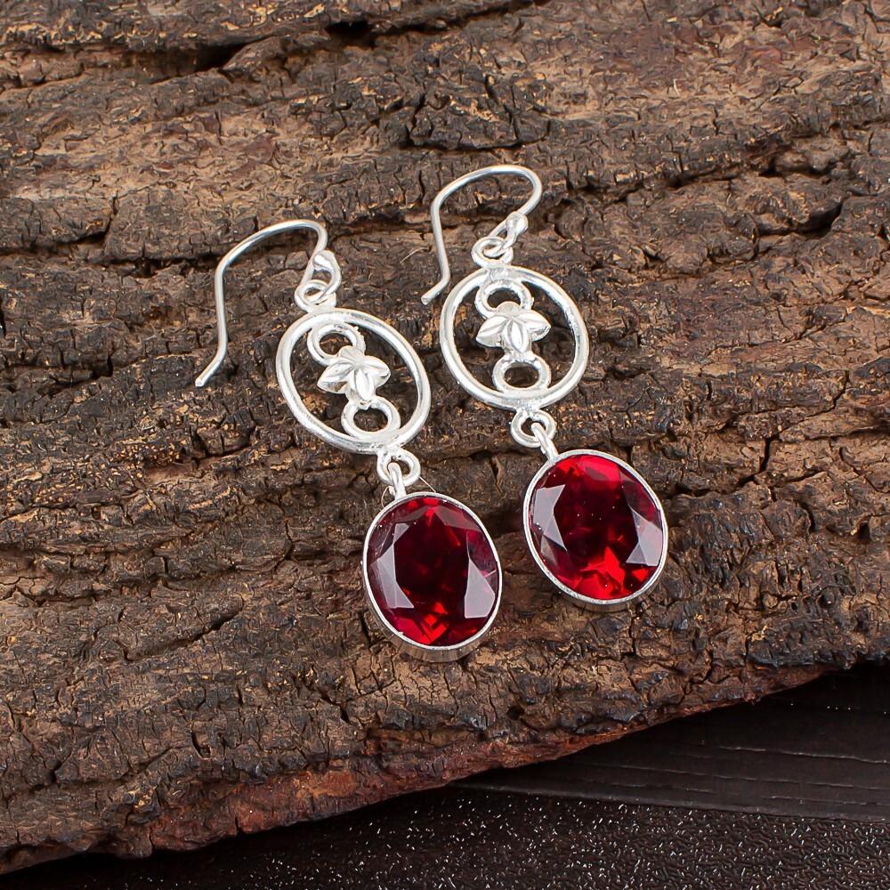 

Pink Rubellite Gemstone 925 Sterling Silver Jewelry Handmade Boho Earrings 2.00 EE-17-10