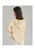 100% Silk Ghost Crepe Short Sleeve Summer Fashion Hooded Collar Half Open Solid Color Mulberry Silk T-shirt for Women