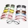 Classic Gradient Metal Frame Pilot Sunglasses for Men Women Trendy Yellow Brown Lens Beach Vacation Glasses