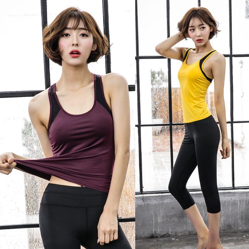Outwear Fitness Clothes T-shirt Yoga Vest with Chest Pad