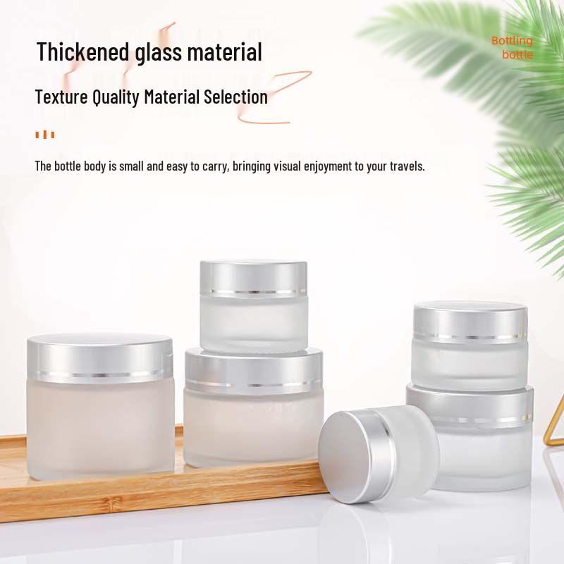 Frosted Glass Jars: 50g Face Cream, 30g Eye Cream, Mask Jar - Refillable Cosmetic Containers.